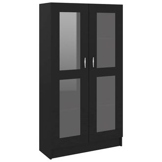 vidaXL Vitrina De Madera Contrachapada Negro 82,5x30,5x150 Cm Vidaxl