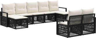 vidaXL Conjunto De Sof&aacute;s De Jard&iacute;n 9 Uds. Negro Rat&aacute;n Sint&eacute;tico Vidaxl