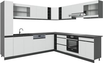 Vicco Cucina angolare completa R-Line, Bianco, 257 x 60 cm Forma a j