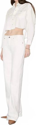Re/Done Camper Crop Shirt In Blanco