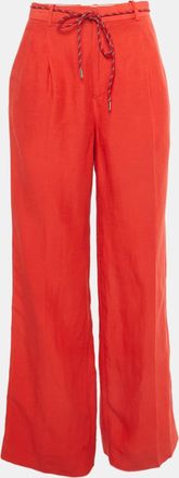 Sandro Red Linen Blend Trousers