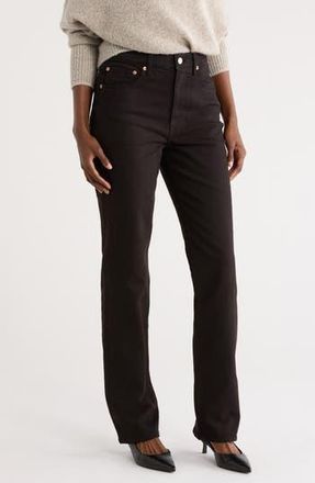 Buck Mason Rider High Waist Straight Leg Twill Jeans in Black at Nordstrom Rack, Size 27