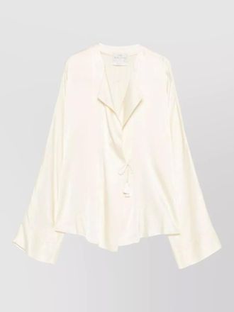 Forte_Forte silk shirt draped front tassel detail