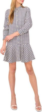 Ted Baker Geo Print Long Sleeve Mini Shirtdress in Vanilla Ice at Nordstrom, Size X-Small