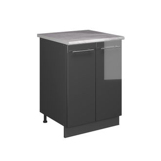 Vicco Mueble Bajo Para Fregadero Fame-line, Antracita Alto Brillo/antracita, 60 Cm, Vicco