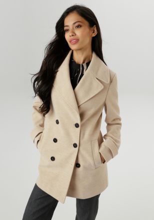 Aniston Cabanjacke ANISTON SELECTED, Damen, Gr. 40, beige (beige, melange), Web, Obermaterial: 85% Polyester, 15% Viskose. Futter: 100% Polyester, unifarben, 