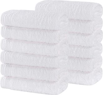 Superior Set Of 12 Rayon Eco-Friendly Fluffy Soft Modern Solid Face Towel Washcloths