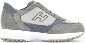 Hogan Sneakers, male, Gray, Size: 9 1/2 US Interactive Sneakers in Gray Suede