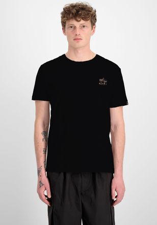 Alpha Industries Rundhalsshirt ALPHA INDUSTRIES Camo Logo Puff Print BP T, Herren, Gr. XL, schwarz, Single Jersey, Obermaterial: 100% Baumwolle, bedruckt, regular fit,