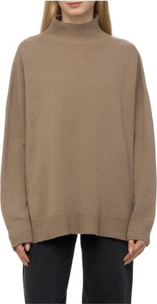 Emporio Armani Icon Virgin Wool Mock-Neck Jumper - Dames - Coltruien - Beige - S - Truien & Vesten