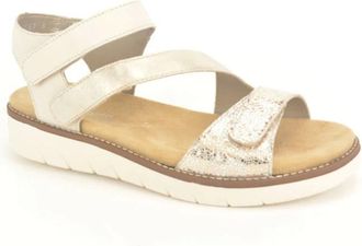 Remonte Schoenen, Dames, Beige, 40 EU, Beige Goud Sandaal met Klittenbandsluiting