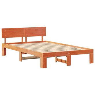 Berkfield Home Bed Frame with Headboard Wax Brown 120x200 cm Solid Pine Wood