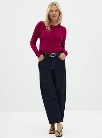 Contemporaine Womens Fine-knit crew-neck Cardigan Sweater