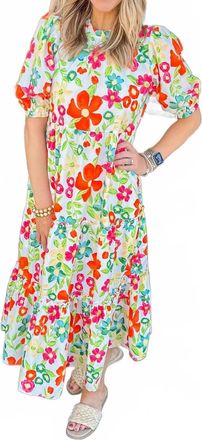 THML Clothing Evia Maxi Dress In Red Mix Green