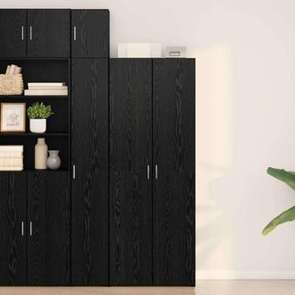 vidaXL Vidaxl - Credenza Rovere Nero 70 X 42.5 X 185 Cm Legno Multistrato