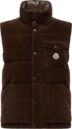 Moncler Agen Corduroy Down Vest Brown Size 2