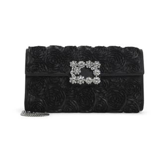 Roger Vivier Shoulder Bags, female, Black, Size: ONE SIZE Black Shoulder Bag with Crystal Details