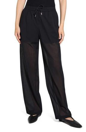 Theory Wool Blend Drawstring Pants in Black at Nordstrom Rack, Size Medium