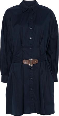 Ralph Lauren Azmera lange mouwen dagjurk - Dames - Shirt Kleedjes - Blauw - L - Nylon - Kleedjes