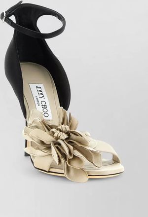 Jimmy Choo London silk floral-appliqu&eacute; sandals