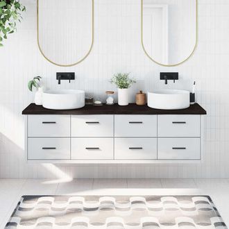 vidaXL Encimera De Ba&ntilde;o Madera Tratada Marr&oacute;n Oscuro 180x60x(2-4) Cm Vidaxl