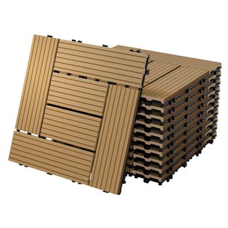 ECD Germany Ecd Germany - Baldosas De Patio Wpc De 30x30 Cm 22 Piezas Por 2m&sup2; Con Aparencia De Madera Mosaico Teca Con Sistema De Drenaje Instalaci&oacute;n Mediante Cli