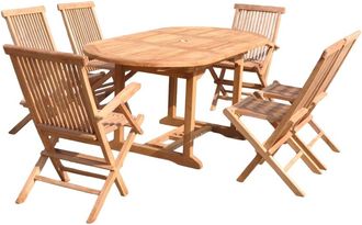 Concept Usine Conjunto de jard&iacute;n de teca maciza para 6 personas, mesa ovalada