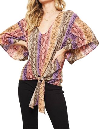 Promesa Snake Skin Kimono Blouse In Purple/dusty Rose