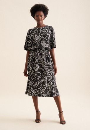 Seidensticker Midirock SEIDENSTICKER Schwarze Rose, Damen, Gr. 34, schwarz, 100% Leinen, Paisley, normal, R&ouml;cke Midirock