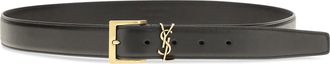 Saint Laurent Mens Box Laque Leather Belt Nero Calf Bos Taurus E Braces