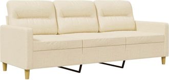 vidaXL Sof&aacute; De 3 Plazas De Tela Crema 180 Cm Vidaxl