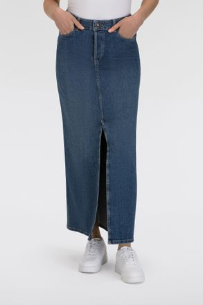 MAC Broeken Maxirock MAC MAXI SKIRT, Damen, Gr. XS (34), blau (night sky used), Denim/Jeans, Obermaterial: 99% Baumwolle, 1% Elasthan, unifarben, regular fit kn&ouml;c