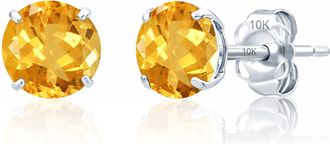 MAX + STONE 10k Yellow or White Gold 6mm Round Solitaire Gemstone Stud Earrings