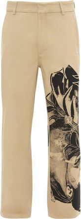 J.W.Anderson graphic-print straight-leg trousers - men - Cotton - 50 - Neutrals