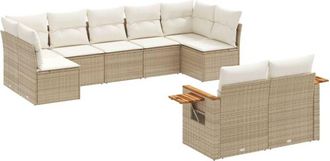 vidaXL Set De Sof&aacute;s De Jard&iacute;n 9 Pzas Con Cojines Rat&aacute;n Sint&eacute;tico Beige Vidaxl