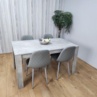 Kosy Koala Wooden Rectangle Dining Table Set - Dining Table with Set of 4 Grey Chairs - Dining Room Furniture in Brown