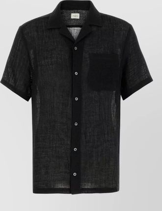 Le Kasha linen shirt short sleeves chest pocket collar
