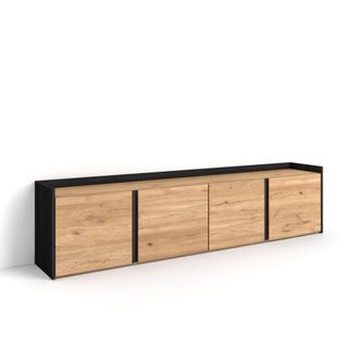 Skraut Home Mueble tv efecto madera roble y negro 207x35x50cm