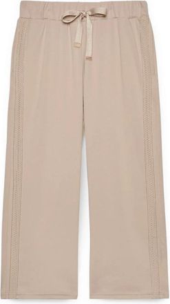Fiorella Rubino Cropped joggingbroek met kanten details - Dames - Straight fit broeken - Beige - XS - Broeken