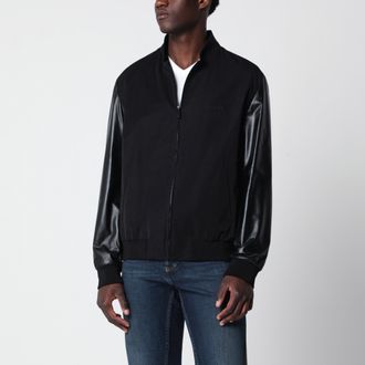 Gucci Bomber in tessuto con maniche in nappa nero