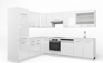 Vicco Cucina angolare completa Fame-Line, Bianco, 227 x 60 cm senza piano di lavoro