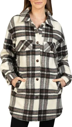 Love Token Lightweight Plaid Shacket In Cream Combo