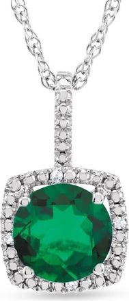 Allurez Lab Grown & Natural Diamond Pendant Necklace in Sterling Silver in Emerald at Nordstrom, Size 18