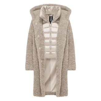Bomboogie Abrigo Largo Bi-material de Borrego Sint&eacute;tico - Coats - Mujer - Beige - XL