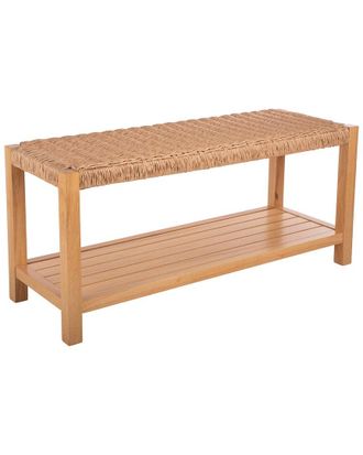 Alaterre Furniture Newport 40In Wood Storage Bench With Handcrafted Woven Rope Seat