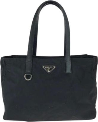 Prada Pre-owned Tote Bags, female, Black, Size: ONE SIZE Pre-owned Nylon Tote Bag