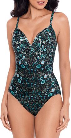 Miraclesuit Bijoux Captivate One-Piece Swimsuit in Black Blue at Nordstrom Rack, Size 14