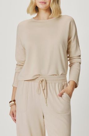 Splendid Jada Pointelle Sweatshirt in Light Fawn Beige at Nordstrom, Size X-Large