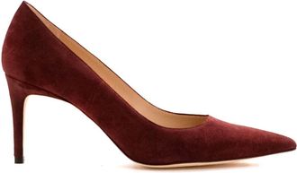 Stuart Weitzman 75mm pointed-toe pumps - women - Suede/Leather/Leather - 35,5 - Red