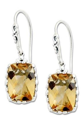 Samuel B. Sterling Silver Cushion Citrine Drop Earrings in Yellow at Nordstrom Rack